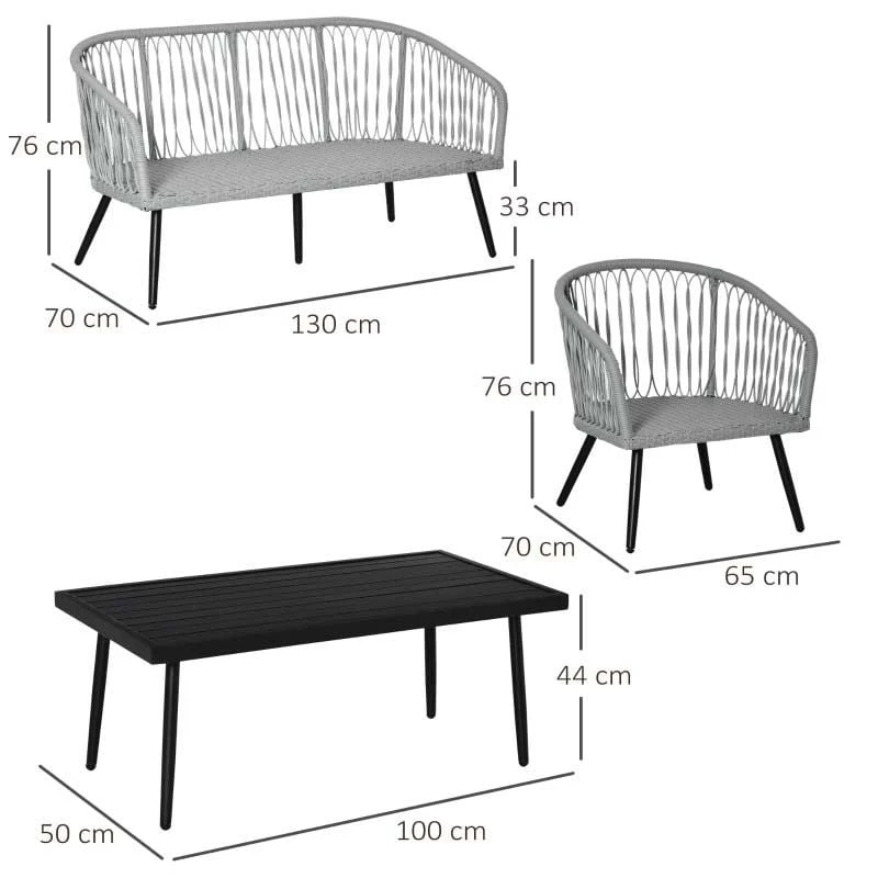 Outsunny 5-Seater Rattan Garden Furniture Set - Grey - 860-223V70 - Image 3