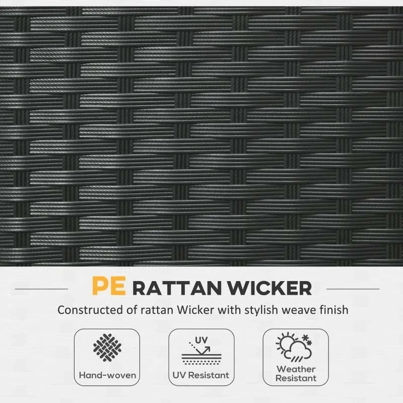 Outsunny 7-Seater Rattan Garden Furniture Set - Black/Beige - 860-251V70BK - Image 6