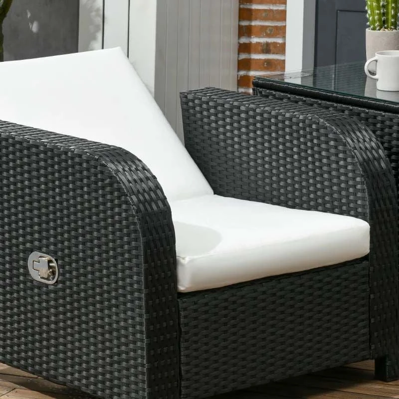 Outsunny 7-Seater Rattan Garden Furniture Set - Black/Beige - 860-251V70BK - Image 9