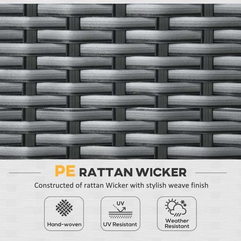 Outsunny 7-Seater Rattan Garden Furniture Set - Grey - 860-251V70GY - Image 6