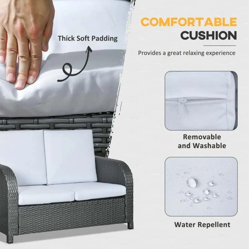 Outsunny 7-Seater Rattan Garden Furniture Set - Grey - 860-251V70GY - Image 7