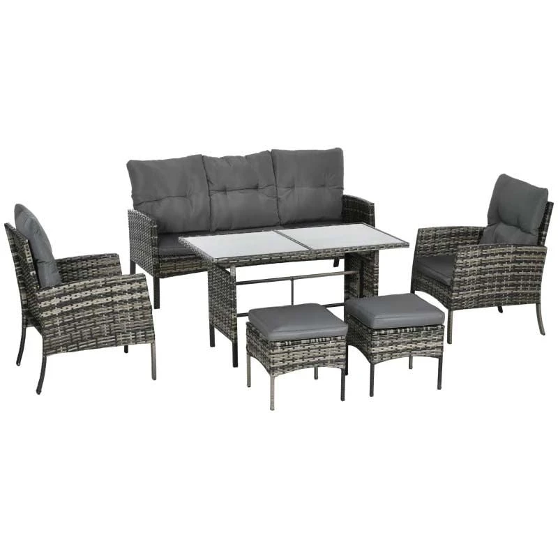 Outsunny 5-Seater Rattan Garden Furniture Set - Grey - 860-292V00GG - Image 2