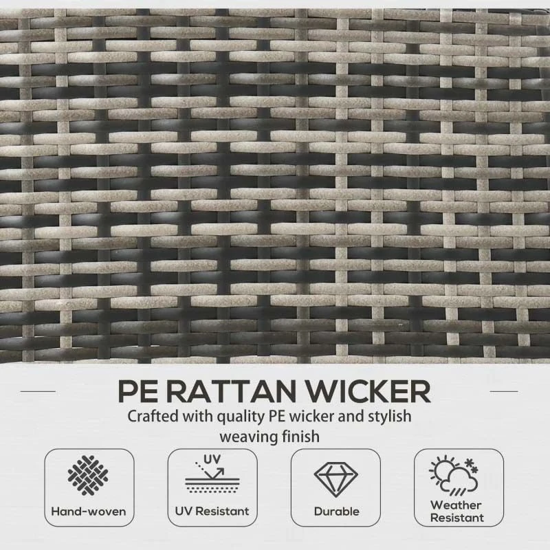 Outsunny 5-Seater Rattan Garden Furniture Set - Grey - 860-292V00GG - Image 5