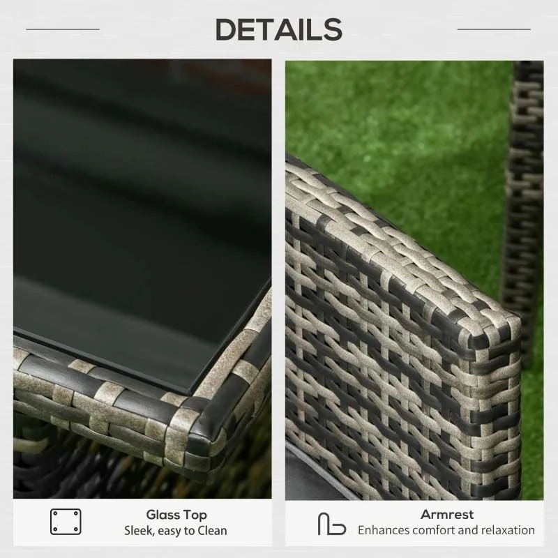 Outsunny 5-Seater Rattan Garden Furniture Set - Grey - 860-292V00GG - Image 6