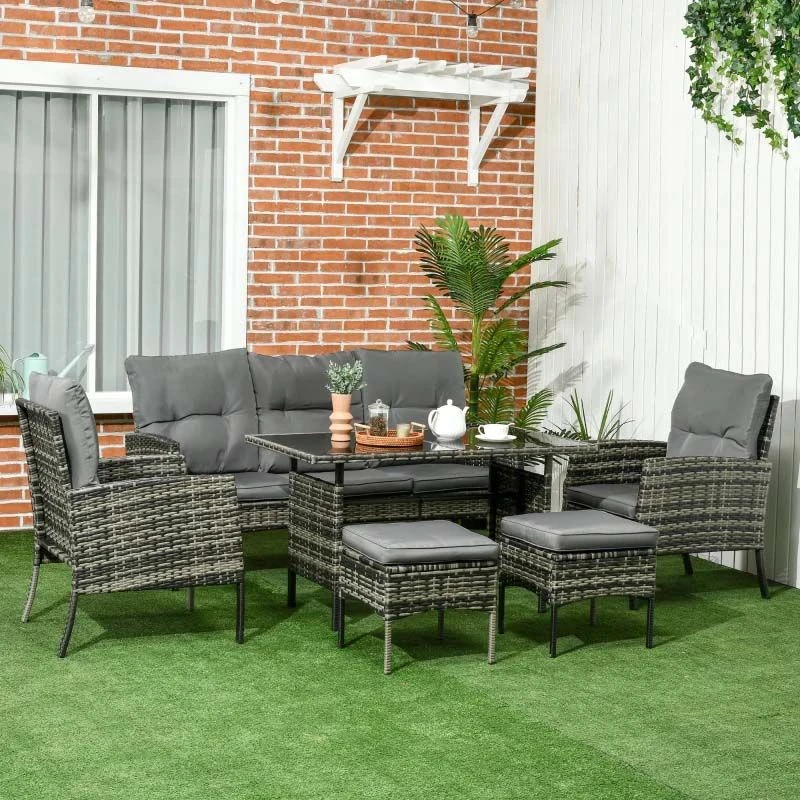 Outsunny 5-Seater Rattan Garden Furniture Set - Grey - 860-292V00GG