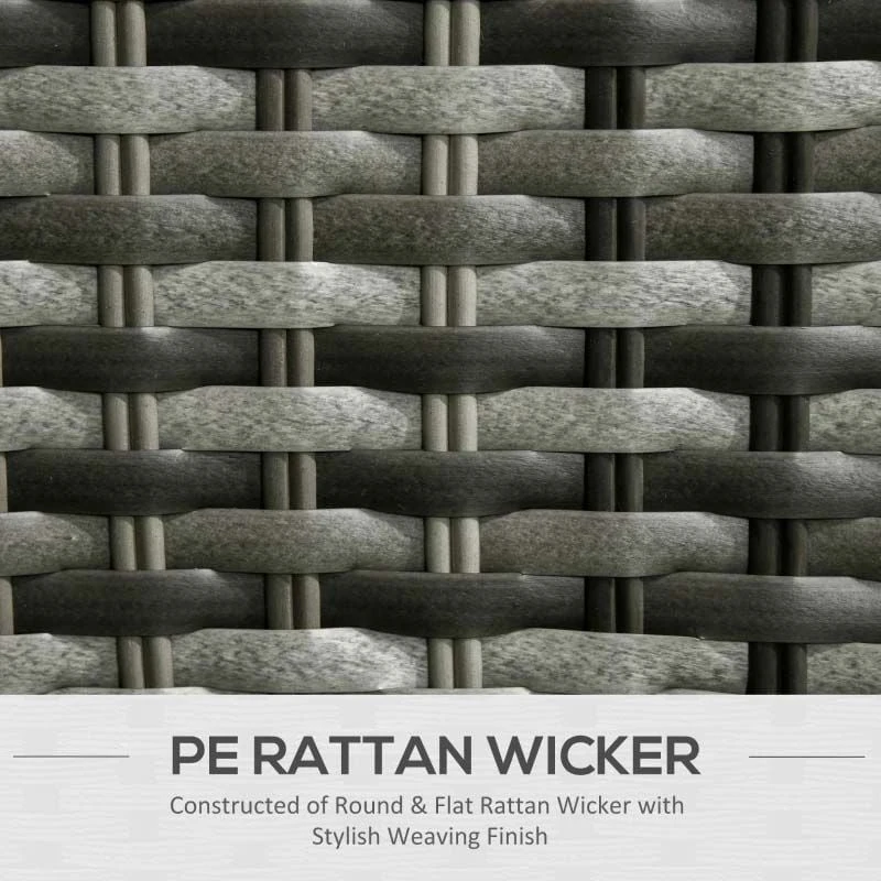 Outsunny 4-Seater Rattan Garden Furniture Set - Grey - 860-297V70GY - Image 4