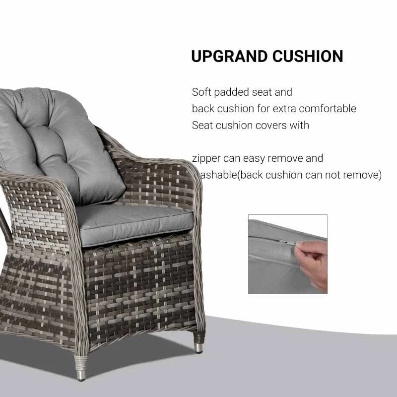 Outsunny 6-Seater Patio Rattan Wicker Dining Table & Armchairs Set - 861-037V70 - Image 5