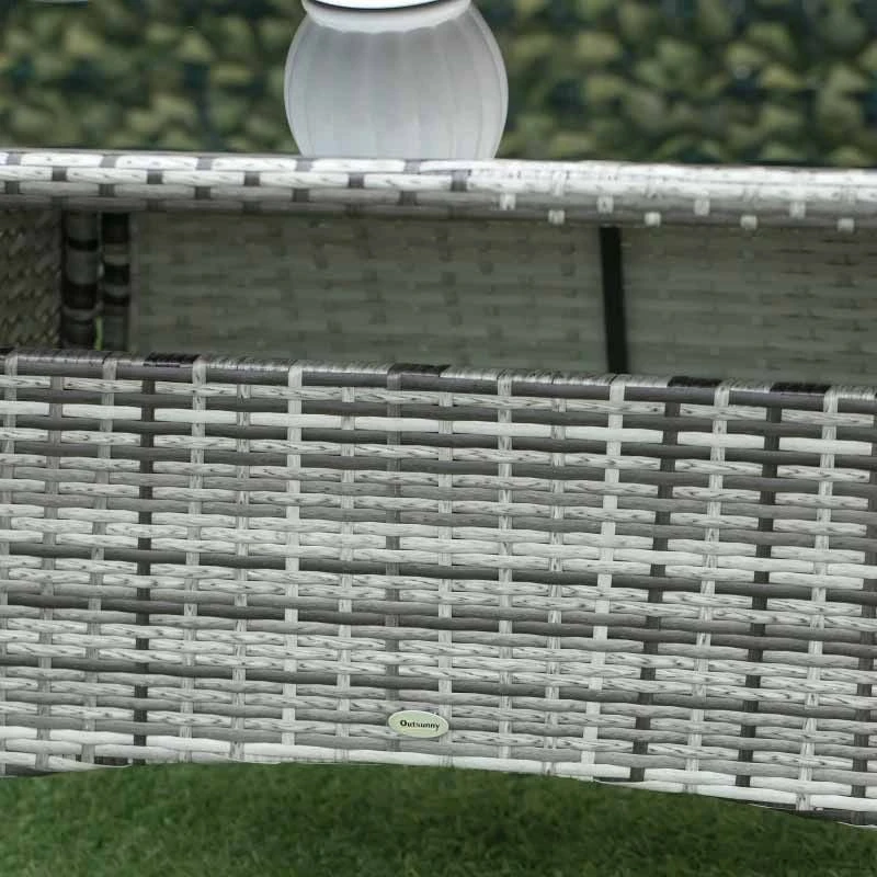 Outsunny 6 Seater Patio Rattan Dining Table & Chairs Set - Grey - 861-071V70GY - Image 8