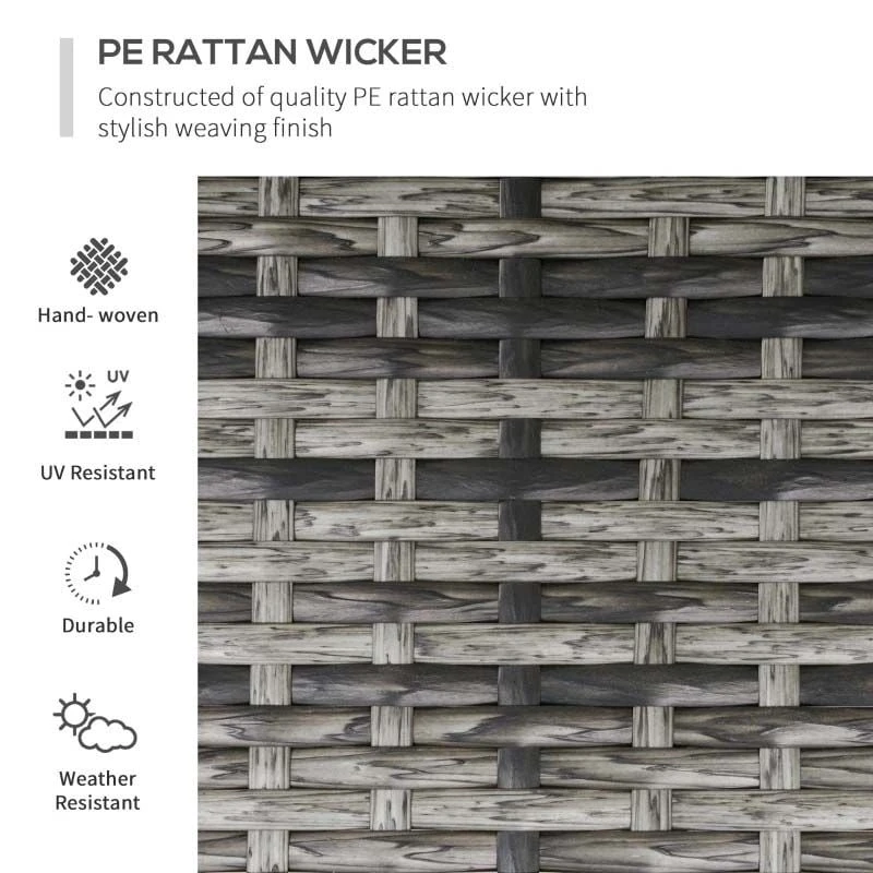 Outsunny 2-Seater Rattan Reclining Sun Lounger Set - Reclining - Grey - 862-032V70 - Image 4