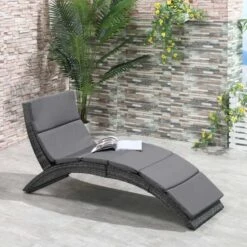 Outsunny Rattan Sun Lounger - Grey - 862-059V70GY