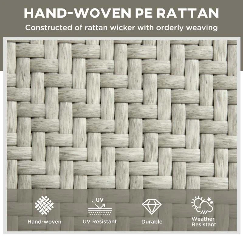 Outsunny Rattan Reclining Sun Lounger - Grey - 862-064V03GG - Image 4