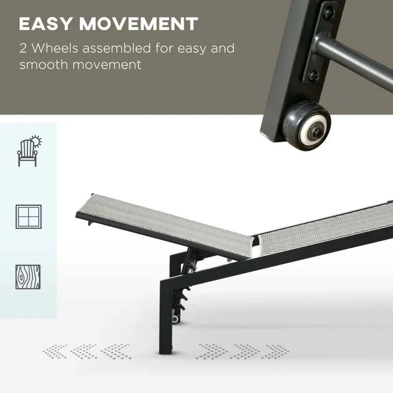 Outsunny Rattan Reclining Sun Lounger - Grey - 862-064V03GG - Image 6