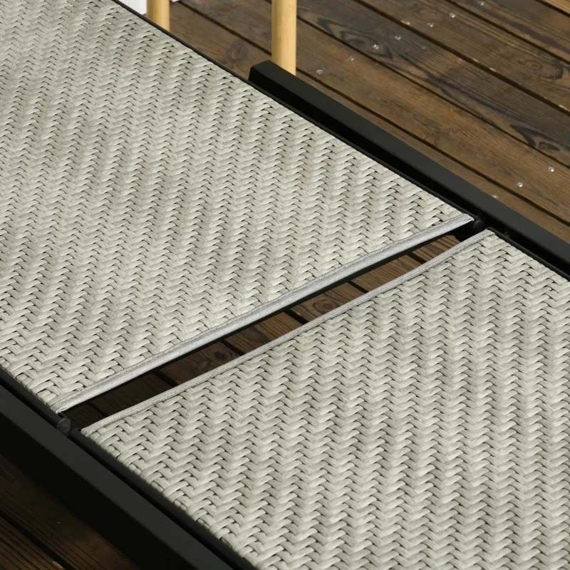 Outsunny Rattan Reclining Sun Lounger - Grey - 862-064V03GG - Image 7