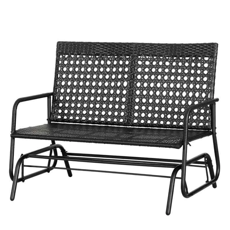 Outsunny 2 Seater Wicker Garden Bench 760x1200x900mm - Black - 867-002 - Image 2