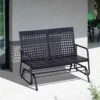 Outsunny 2 Seater Wicker Garden Bench 760x1200x900mm - Black - 867-002