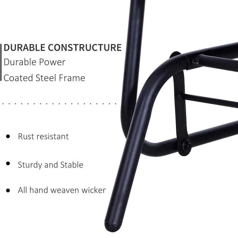 Outsunny 2 Seater Wicker Garden Bench 760x1200x900mm - Black - 867-002 - Image 5