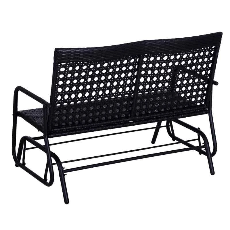 Outsunny 2 Seater Wicker Garden Bench 760x1200x900mm - Black - 867-002 - Image 9