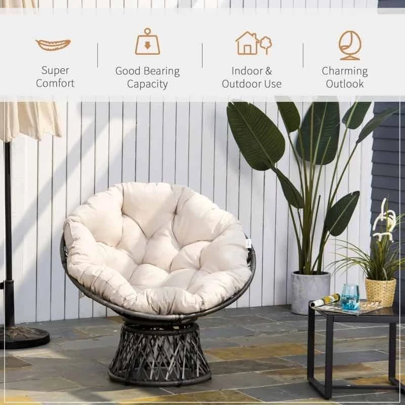 Outsunny 360° Swivel Rattan Chair - Beige And Grey - 867-021V70 - Image 4