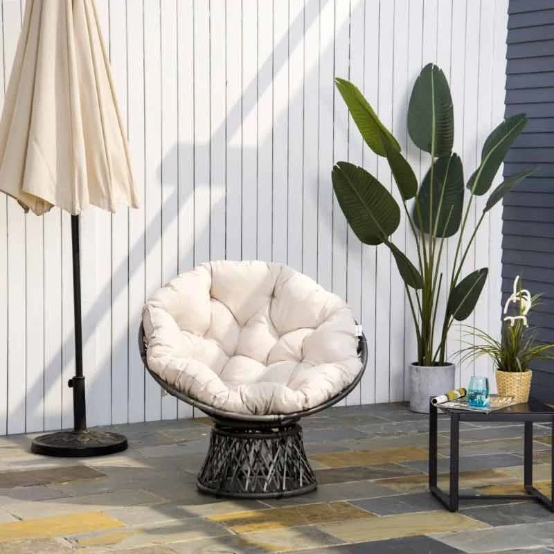Outsunny 360° Swivel Rattan Chair - Beige And Grey - 867-021V70 - Image 5