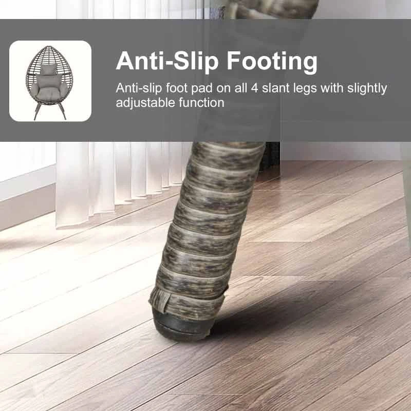 Outsunny Teardrop PE Rattan Egg Chair - Grey - 867-047V70GY - Image 5