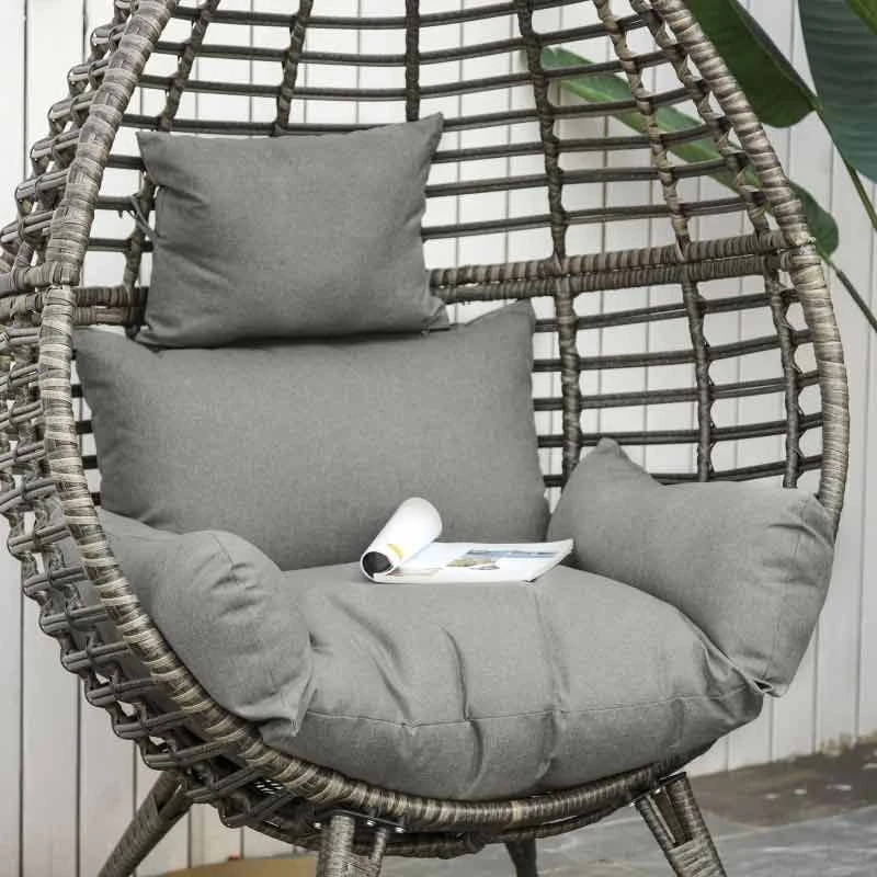 Outsunny Teardrop PE Rattan Egg Chair - Grey - 867-047V70GY - Image 7