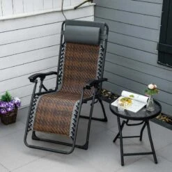 Outsunny Reclining Sun Lounger Chair - Brown - 867-061V70BN
