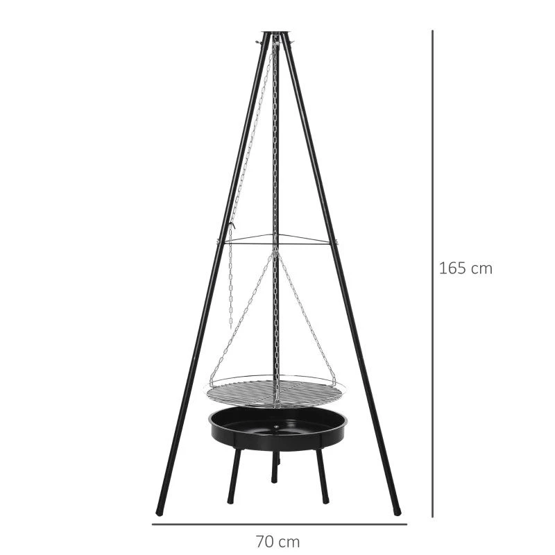 Outsunny Tripod Charcoal BBQ - Black - 01-0566 - Image 7