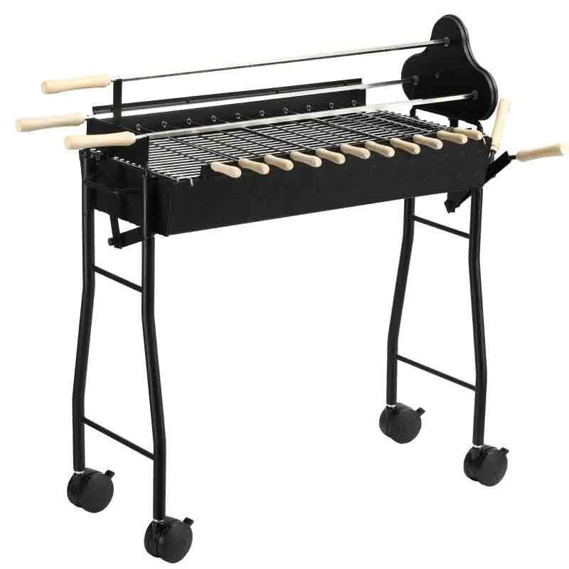 Outsunny Charcoal BBQ Grill With Four Wheels - Black - 01-0567 - Image 2