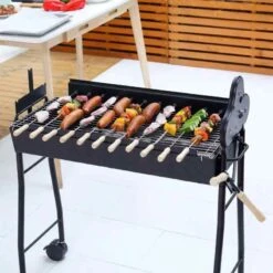 Outsunny Charcoal BBQ Grill With Four Wheels - Black - 01-0567