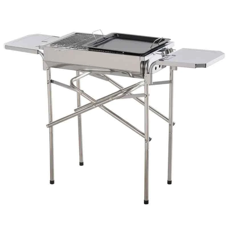 Outsunny Folding Rectangular Charcoal BBQ - Silver - 01-0571 - Image 2