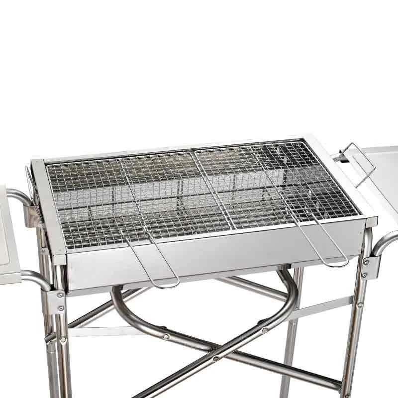 Outsunny Folding Rectangular Charcoal BBQ - Silver - 01-0571 - Image 3