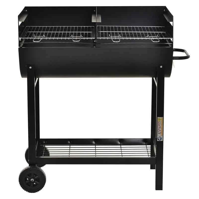 Outsunny Steel 2-Grill Charcoal BBQ With Two Wheels - Black - 846-049 - Image 4