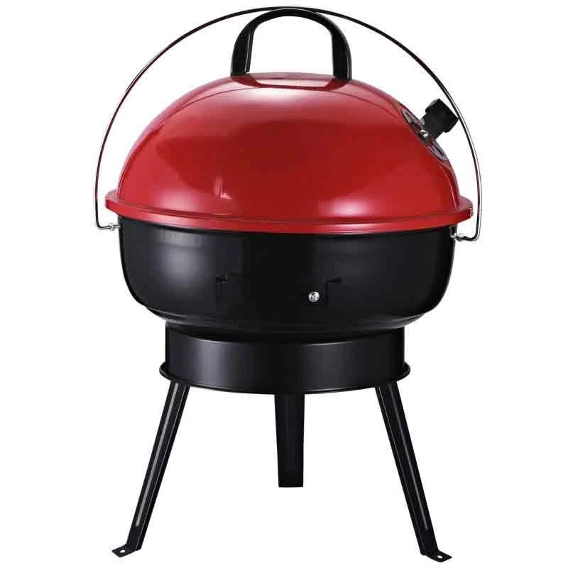 Outsunny Portable Tripod Charcoal BBQ Grill - Black/Red - 846-062RD - Image 2