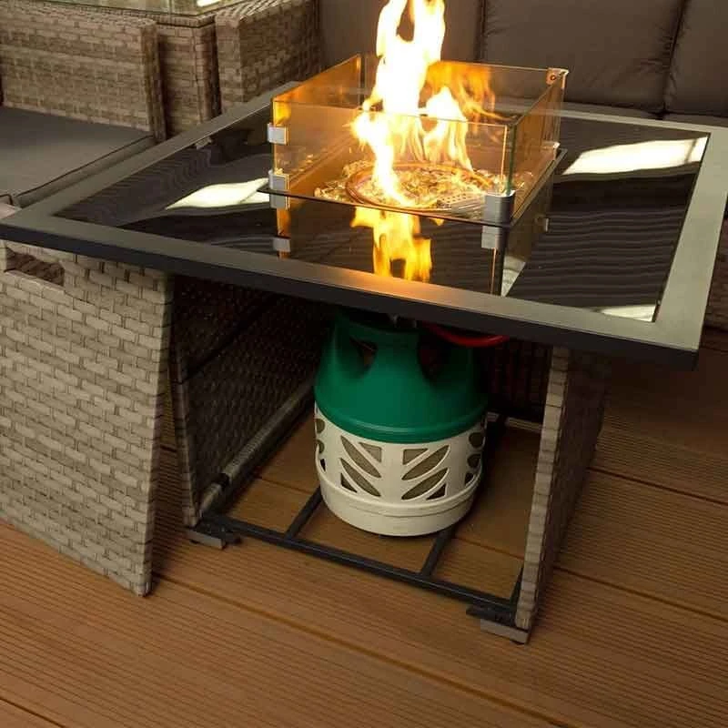 Oseasons® Acorn Rattan 6 Seat Corner Firepit Sofa Set - Dove Grey - 106897 - Image 2