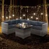 Oseasons® Acorn Rattan 6 Seat Corner Firepit Sofa Set - Dove Grey - 106897