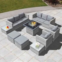 OseasonsĀ® Acorn Deluxe Rattan 10 Seat Firepit Modular Set - Dove Grey - 106901