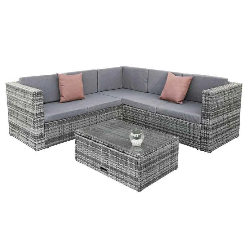 Oseasons® Hampton KD Rattan 5 Seat Corner Sofa Set - Grey - 106986 - Image 2