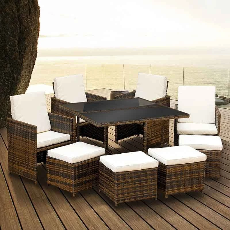 Oseasons® Cube KD Rattan 4-8 Seat Dining Set - Dark Brown - 106987
