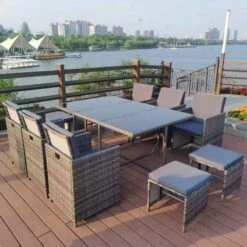 OseasonsĀ® Cube KD Rattan 6-12 Seat Dining Set - Grey - 106990