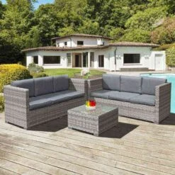 Oseasons® Malta Rattan 6 Seat Corner Sofa Set - Dove Grey - 107065