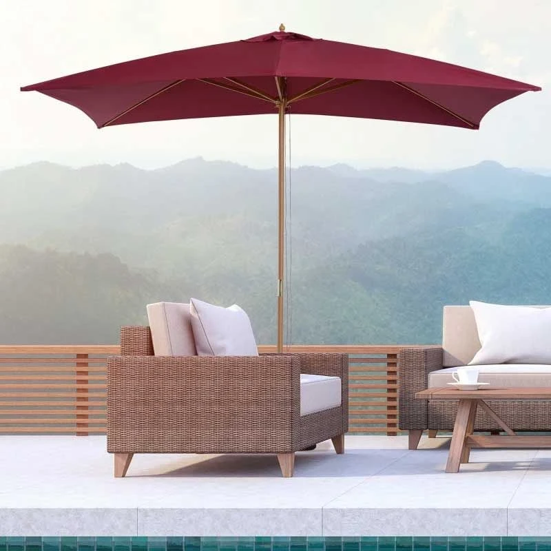 Outsunny 3x2m Wooden Garden Parasol - Wine Red - 01-0581 - Image 4