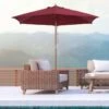 Outsunny 2.5m Wooden Garden Parasol Umbrella - Red Wine - 01-0583