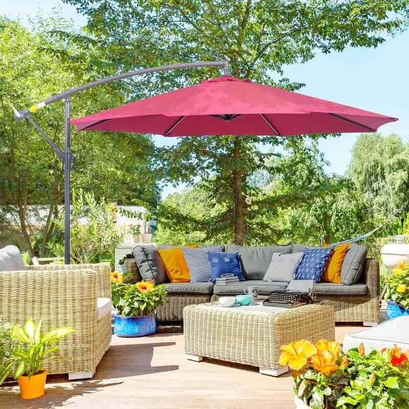 Outsunny 3m Water Resistant Terylene Hanging Parasol - Wine Red - 01-0584