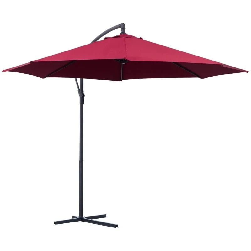 Outsunny 3m Water Resistant Terylene Hanging Parasol - Wine Red - 01-0584 - Image 2