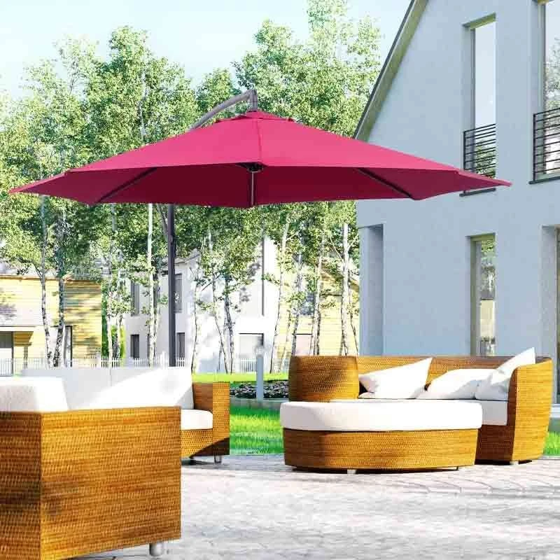 Outsunny 3m Water Resistant Terylene Hanging Parasol - Wine Red - 01-0584 - Image 10