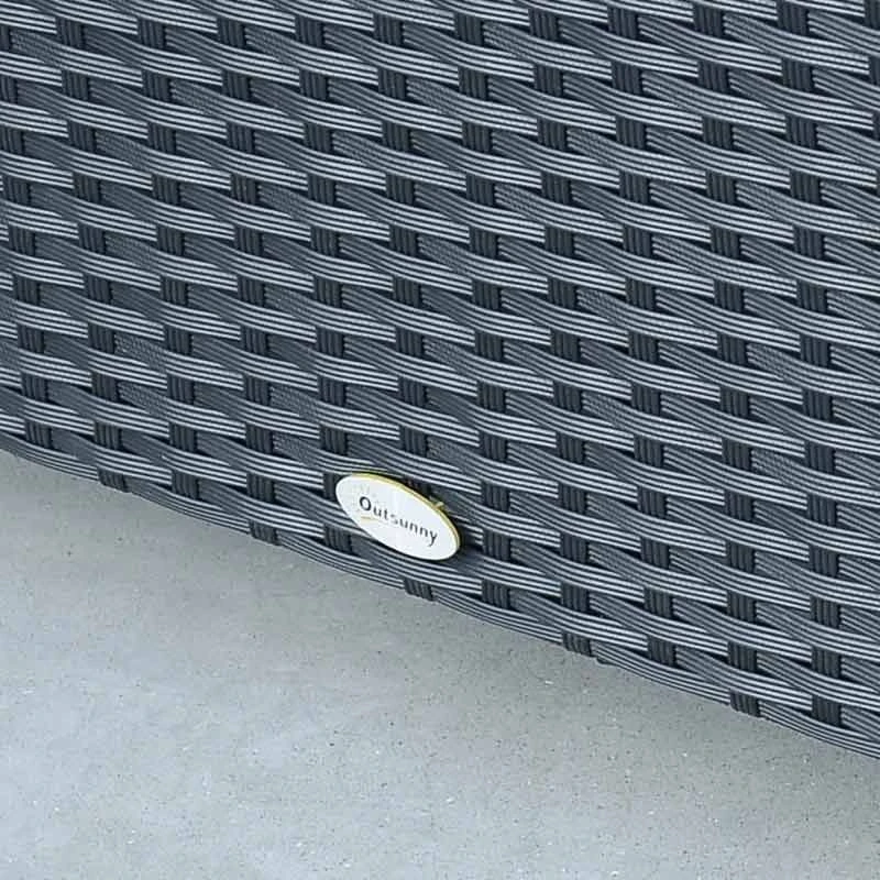 Outsunny Rattan Coffee Table With Glass Table Top - 850mm - Black - 01-0722 - Image 8