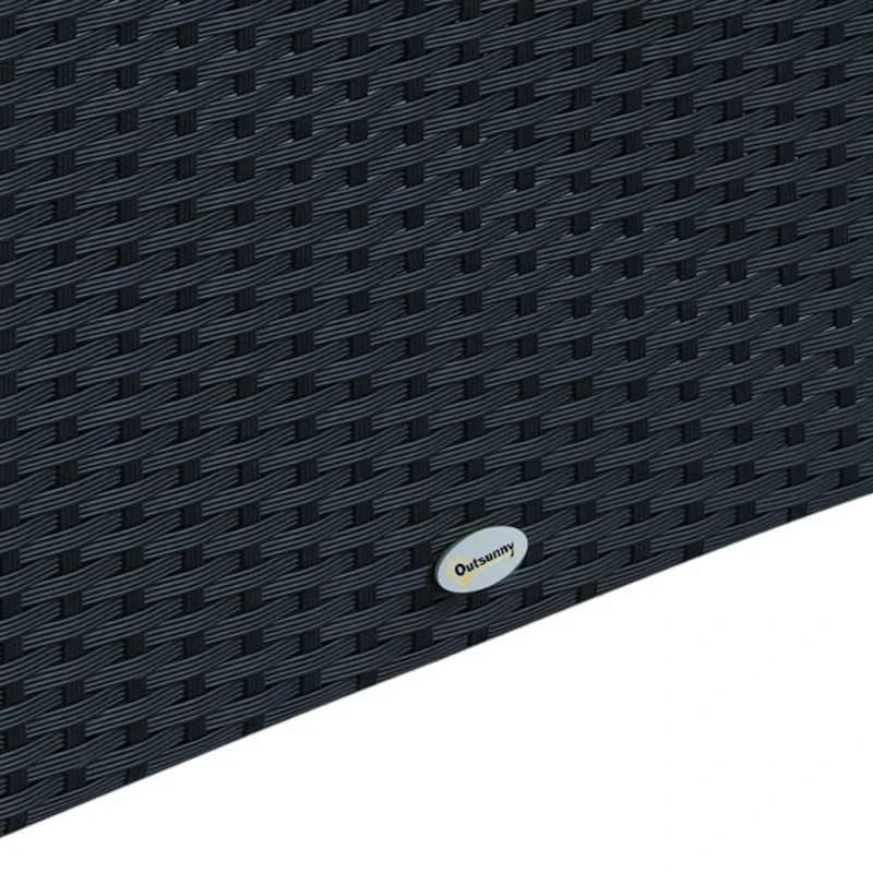 Outsunny Rattan Side Table With Glass Table Top - 640mm - Black - 01-0724 - Image 10