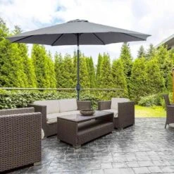 Outsunny 3x2.45m Patio Umbrella Garden Parasol - Grey - 840-070CG