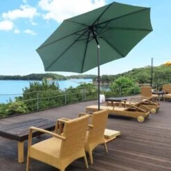 Outsunny 3m Patio Parasol With Tilt And Crank - Green - 840-070GN