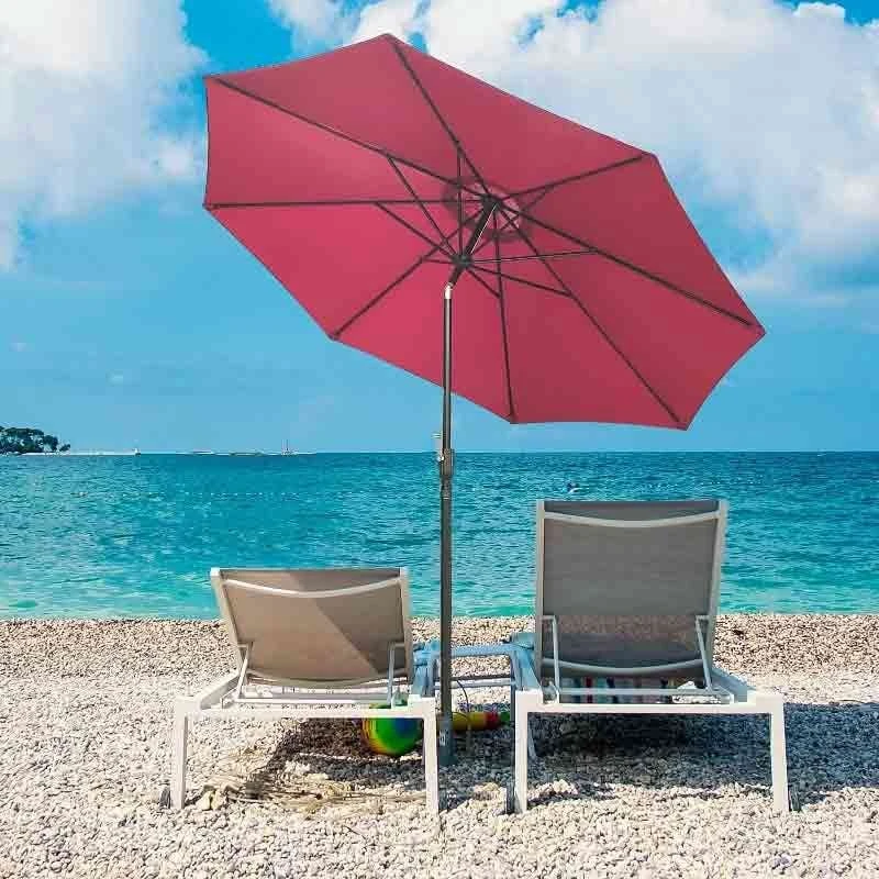 Outsunny 3m Patio Parasol With Tilt And Crank - Wine Red - 840-070WR